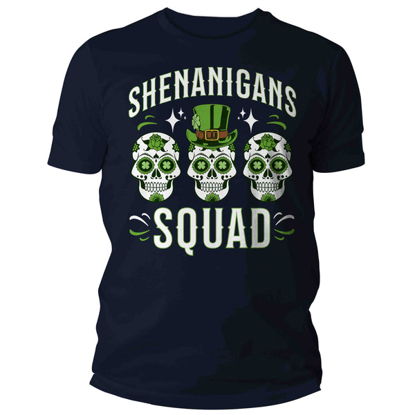 Men's Funny Shenanigans Squad Shirt St. Patrick's Day T Shirt Sugar Skull Grunge Tshirt Graphic Tee Streetwear Man Unisex-Shirts By Sarah