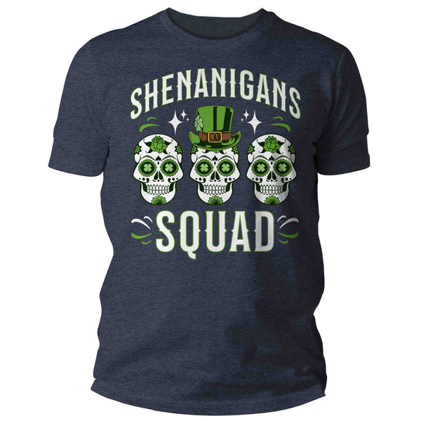 Men's Funny Shenanigans Squad Shirt St. Patrick's Day T Shirt Sugar Skull Grunge Tshirt Graphic Tee Streetwear Man Unisex-Shirts By Sarah