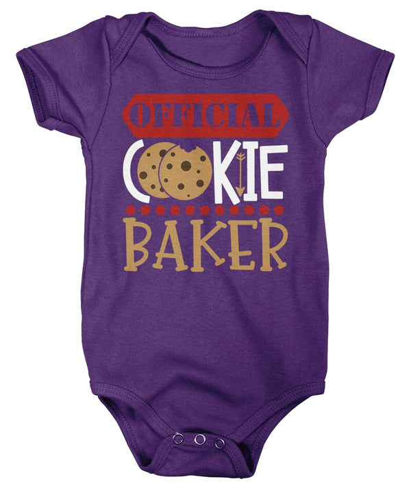 Baby Christmas Bodysuit Christmas Official Cookie Baker Matching Xmas Snap Suit Cute Graphic Tee Baking Creeper Boys Girls-Shirts By Sarah