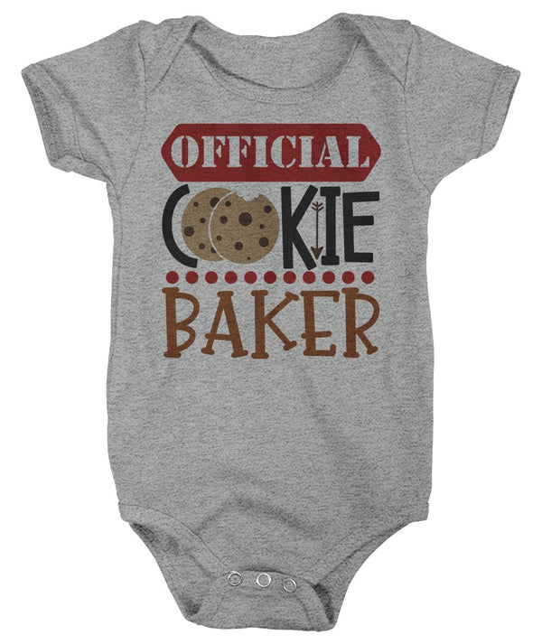 Baby Christmas Bodysuit Christmas Official Cookie Baker Matching Xmas Snap Suit Cute Graphic Tee Baking Creeper Boys Girls-Shirts By Sarah