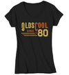 Women's V-Neck Vintage T Shirt 1980 Birthday Shirt Olds Cool 40th Birthday Tee Retro Gift Idea Vintage Tee Oldscool Shirts