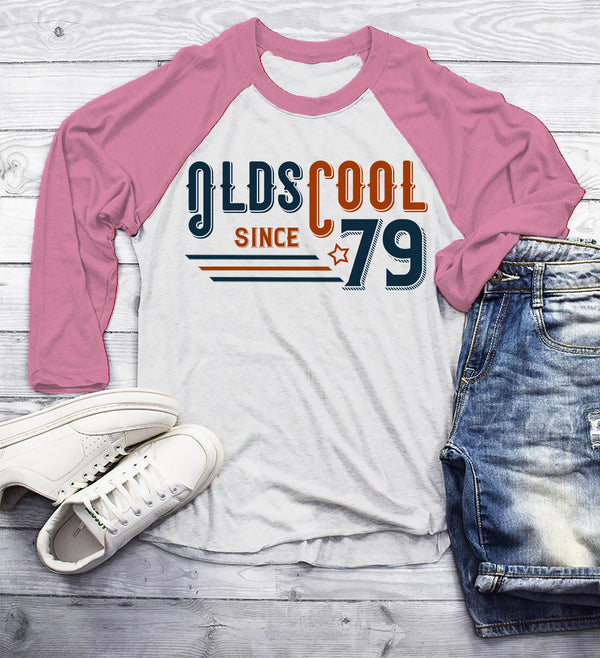 Men's Vintage T Shirt 1979 Birthday Shirt Olds Cool 40th Birthday Tee 3/4 Sleeve Raglan Retro Gift Idea Vintage Tee Oldscool Shirts-Shirts By Sarah