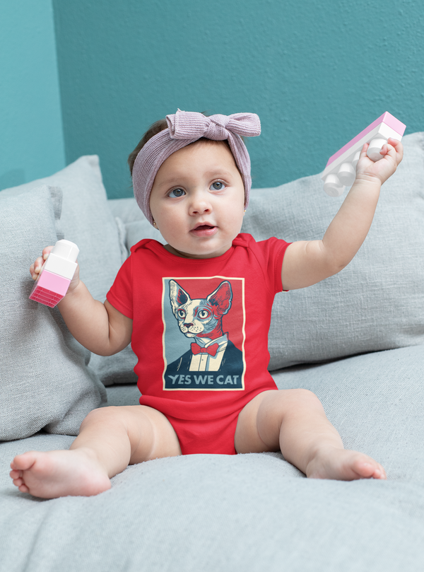 Baby Funny Cat Shirt Sphynx Bodysuit Hairless Cat Creeper Yes We Snap Suit Kitty Gift Cat Lover Political Yes We Cat Graphic Tee Infant-Shirts By Sarah