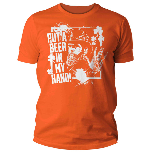 Men's Funny Put Beer In My Hand Shirt St. Patrick's Day T Shirt Leprechaun Party Drunk Grunge Tshirt Graphic Tee Streetwear Man Unisex-Shirts By Sarah