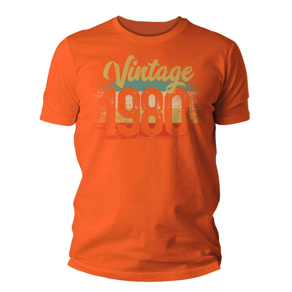 Men's Vintage 1980 Birthday T Shirt Vintage Birthday Shirt Birth Year Gift Grunge Bday Gift Men's Unisex Soft Tee 80's Bday Unisex Man-Shirts By Sarah
