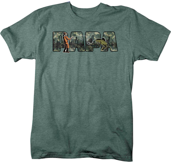 Men's Fishing Papa T Shirt Father's Day Gift Hunter Shirt Fisherman Camo Gift Papa Fish Shirt Grandpa Bass Unisex Man Shirt-Shirts By Sarah
