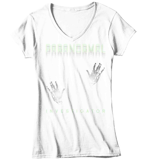 Women's V-Neck Paranormal Investigator T-Shirt Ghost Hunter Shirt Gift Spirit Afterlife Soul Tee Grunge Graphic Tee Hipster T Shirt Ladies-Shirts By Sarah