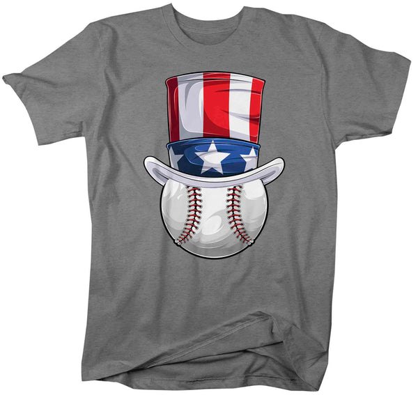 Men's Funny 4th July T Shirt Patriotic Baseball Shirt Uncle Sam Hat USA Memorial Baseball Coach Gym Teacher TShirt Gift Tee Unisex Man-Shirts By Sarah