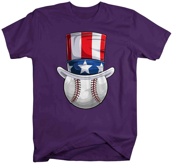 Men's Funny 4th July T Shirt Patriotic Baseball Shirt Uncle Sam Hat USA Memorial Baseball Coach Gym Teacher TShirt Gift Tee Unisex Man-Shirts By Sarah