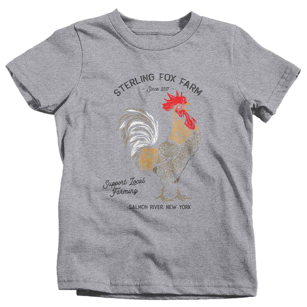 Kids Personalized Farm T Shirt Vintage Rooster Shirt Farmer Gift Idea Custom Chicken Shirt Homestead Shirts Customized TShirt Unisex Youth-Shirts By Sarah