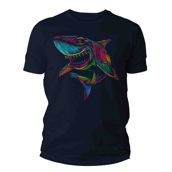 Men's Pop Art Shark Shirt Illustration Line Art Streetwear Fish Great White Drawing Graphic Tee Gift Sea Ocean T Shirt Unisex Man-Shirts By Sarah