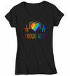 Women's V-Neck Proud Ally LGBT T Shirt LGBT Support Shirt Friends Heart Shirts Inspirational LGBT Shirts Gay Support Tee