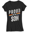 Women's V-Neck Proud LGBT Mom T Shirt LGBT Mom Shirts Proud Of My Son Shirt LGBT Pride T Shirts Grunge Tee