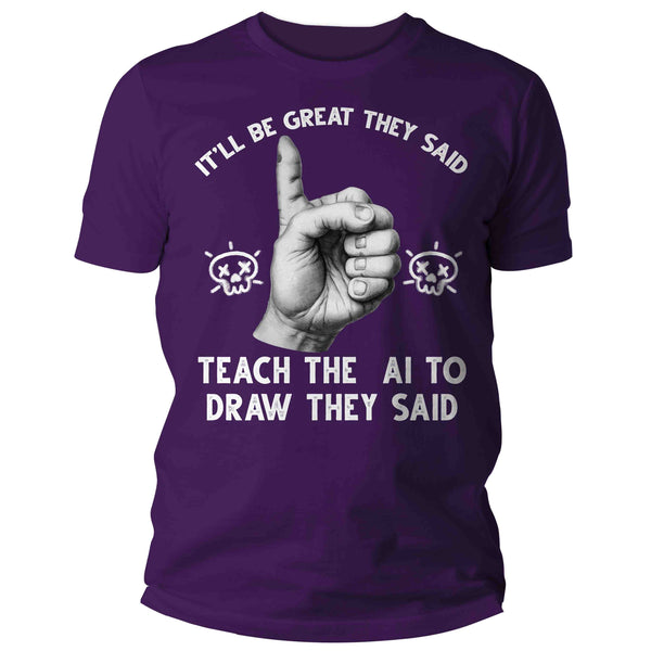 Men's Funny AI Art Shirt Hipster Draw Teach Artificial Intelligence T Shirt Humor Gift Streetwear Artist Graphic Tee Unisex Man-Shirts By Sarah