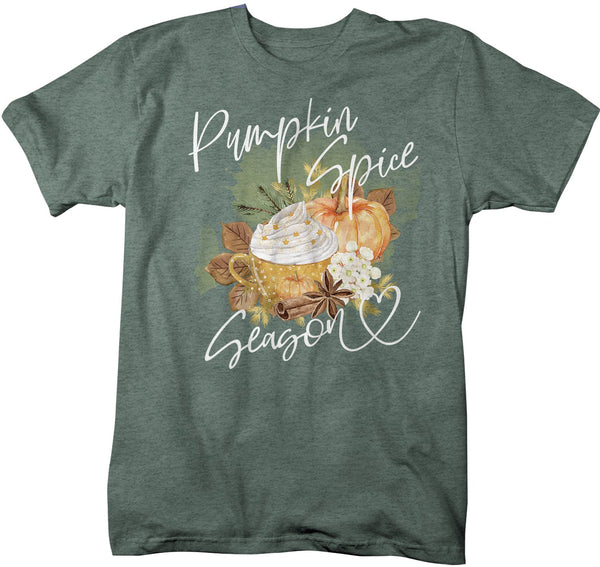 Men's Pumpkin Spice T Shirt Pumpkin Spice Season Shirt Pumpkin Spice Shirts Leaves Pretty Watercolor Fall Shirt-Shirts By Sarah