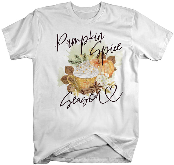 Men's Pumpkin Spice T Shirt Pumpkin Spice Season Shirt Pumpkin Spice Shirts Leaves Pretty Watercolor Fall Shirt-Shirts By Sarah