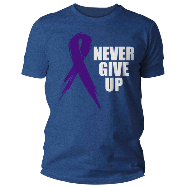 Men's Purple Ribbon Shirt Never Give Up Awareness T Shirt Lupus Fibromyalgia Cancer Chron's Disease Tee Streetwear Man Unisex-Shirts By Sarah