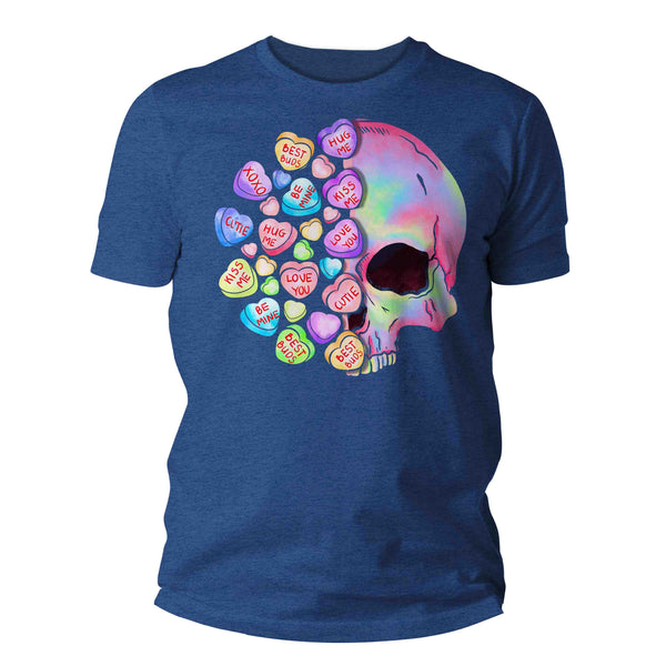 Men's Cute Valentine's Day Shirt Grunge Skull Shirt Heart T Shirt Pastel Valentine Shirt Pretty Valentines Tee Man Unisex-Shirts By Sarah