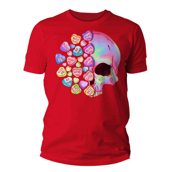 Men's Cute Valentine's Day Shirt Grunge Skull Shirt Heart T Shirt Pastel Valentine Shirt Pretty Valentines Tee Man Unisex-Shirts By Sarah