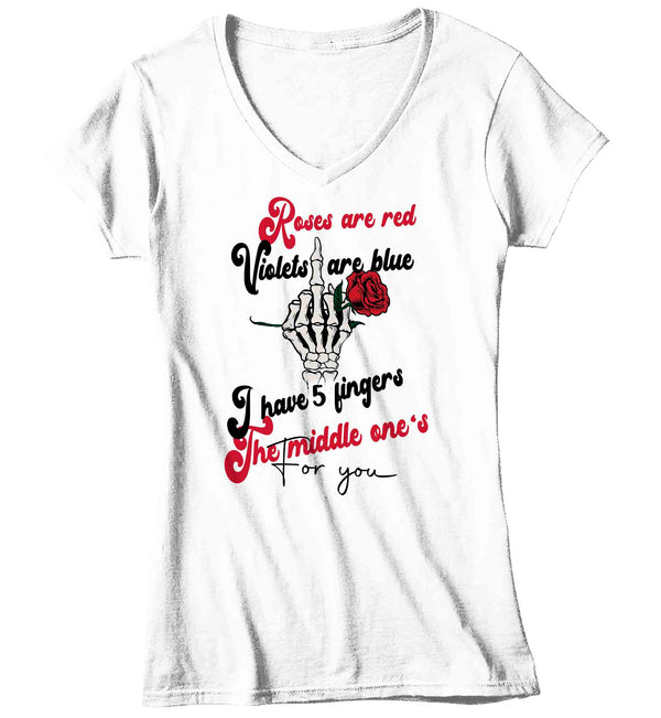 Women's V-Neck Valentine's Day T Shirt Offensive Shirt Poem Middle Finger Tee Skeleton TShirt Ladies Graphic Pastel Grunge Clothing Top Mature-Shirts By Sarah