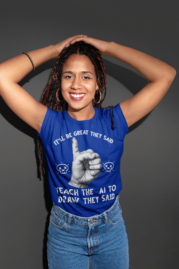 Women's Funny AI Art Shirt Hipster Draw Teach Artificial Intelligence T Shirt Humor Gift Streetwear Artist Graphic Tee Ladies-Shirts By Sarah