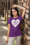 Women's Funny Valentine's Day Shirt Heck No Shirt Heart T Shirt Fun Anti Valentine Shirt Anti-Valentines Insult Tee Ladies Woman