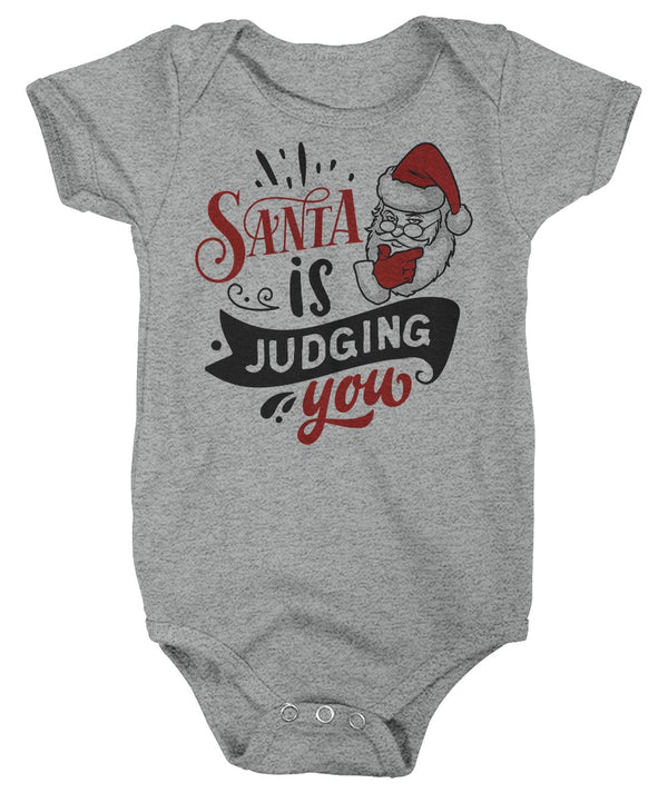 Baby Funny Christmas Bodysuit Santa Creeper Santa Judging You Xmas Snap Suit Hilarious Graphic Tee Shirt Infant-Shirts By Sarah