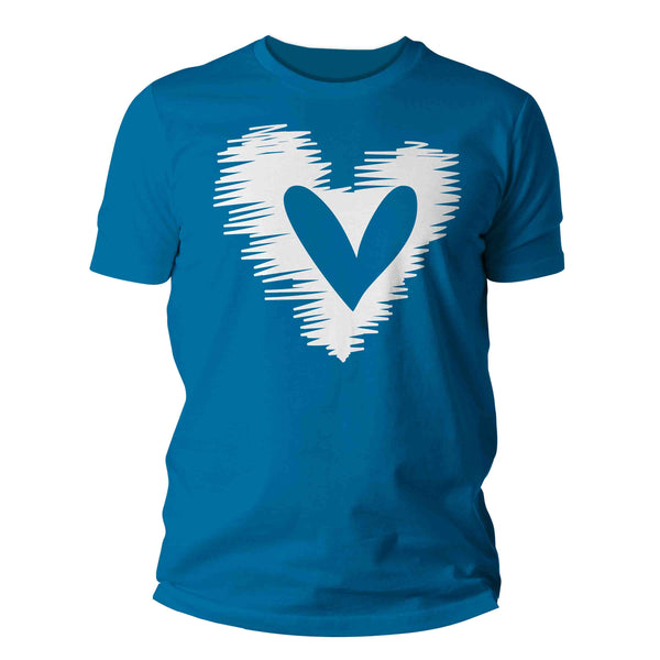 Men's Cute Valentine's Day Shirt Sketch Heart Shirt Sketchy Love T Shirt Scribble Love Theme Valentine Shirt Valentine's Tee Man Unisex-Shirts By Sarah