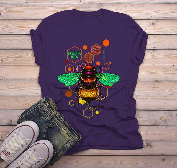 Men's Save The Bees Shirt Graphic Tee Illustrated T-Shirt Shirt Hipster Bee Keeper Gift Idea-Shirts By Sarah