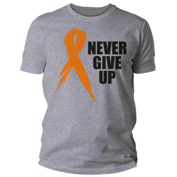 Men's Orange Ribbon Shirt Never Give Up Awareness T Shirt Multiple Sclerosis Leukemia RSD Cancer Tee Streetwear Man Unisex-Shirts By Sarah