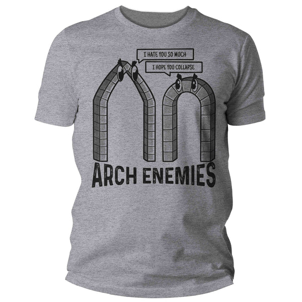 Men's Funny Architect Shirt Pun T-Shirt Play On Words Arch Enemies Funny Engineer Humor Gift Tee Graphic Vintage T Shirt Unisex Man-Shirts By Sarah