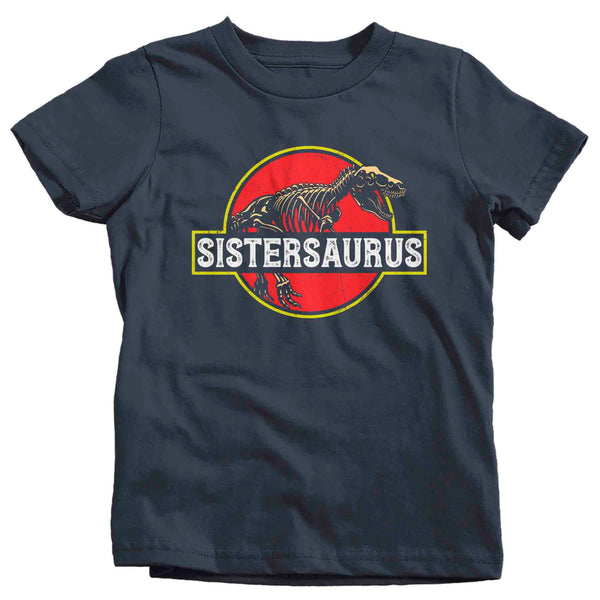 Kids Sistersaurus Shirt Sis T Shirt T-Rex Dinosaur Family Theme TShirt Matching Shirts Daughter Gift Graphic Tee Girl's Unisex-Shirts By Sarah