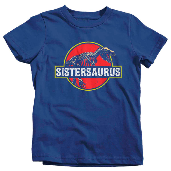 Kids Sistersaurus Shirt Sis T Shirt T-Rex Dinosaur Family Theme TShirt Matching Shirts Daughter Gift Graphic Tee Girl's Unisex-Shirts By Sarah