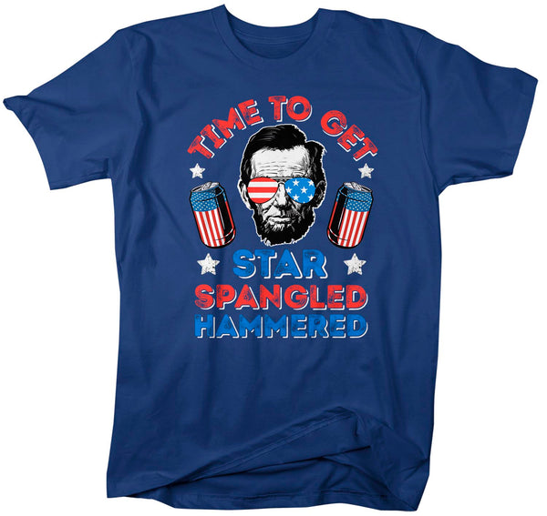 Men's Funny 4th July T Shirt Star Spangled Hammered Drinking Shirt Patriotic Shirts Glass American Shirt-Shirts By Sarah