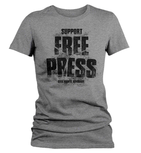 Women's Support Free Press Shirt 1st Amendment Auditor T Shirt Freedom Activist Audit Police First Constitution Ladies-Shirts By Sarah