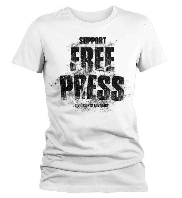 Women's Support Free Press Shirt 1st Amendment Auditor T Shirt Freedom Activist Audit Police First Constitution Ladies-Shirts By Sarah