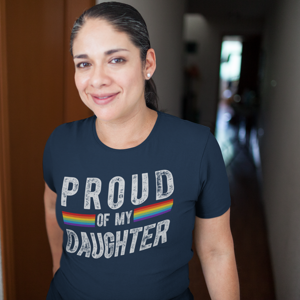 Women's Proud LGBT Mom T Shirt LGBT Mom Shirts Proud Of My Daughter Shirt LGBT Pride T Shirts Grunge Tee-Shirts By Sarah