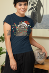 Christmas Shirt Racoon XMas Lights T Shirt Cute Tee Tree Lights Santa Hat Animal Holiday Funny Graphic Tshirt Trash Panda Ladies