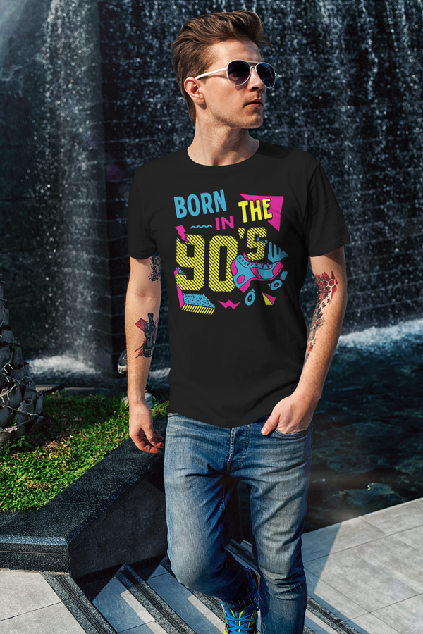 Men's Funny Birthday T Shirt Born In The 90's Shirt Fun Gift Grunge Bday Gift Soft Tee 30-ish 30th Graphic Tee Unisex Man-Shirts By Sarah