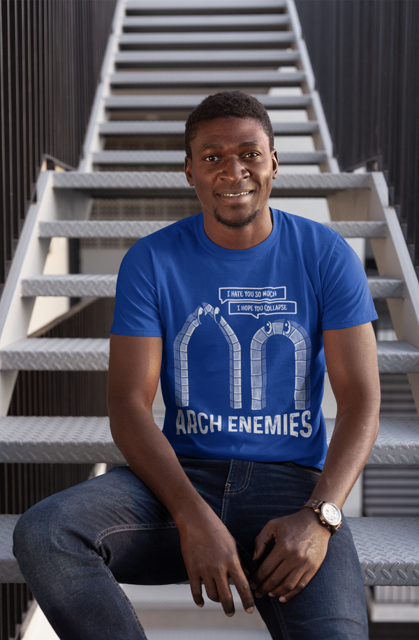 Men's Funny Architect Shirt Pun T-Shirt Play On Words Arch Enemies Funny Engineer Humor Gift Tee Graphic Vintage T Shirt Unisex Man-Shirts By Sarah