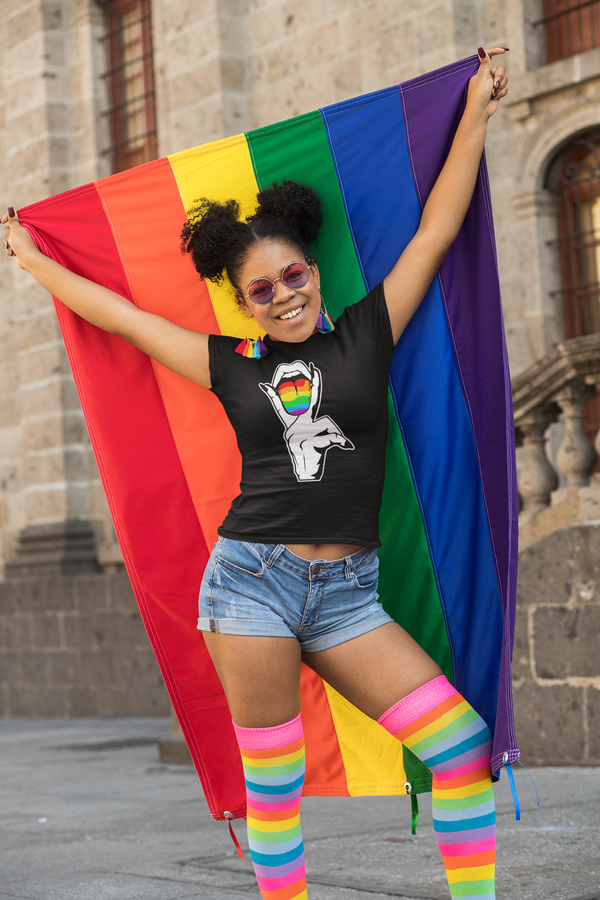 Women's Lesbian Pride Shirt LGBTQ T Shirt Tongue Lips Shirts Rainbow Proud Funny LGBT Shirts Gay Trans Support Tee Ladies Woman-Shirts By Sarah
