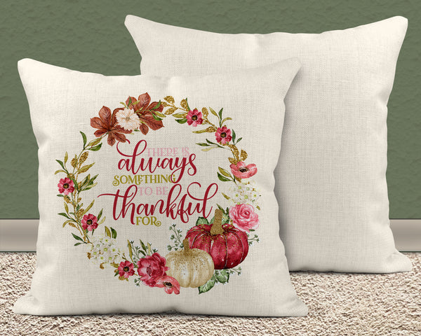 Always Thankful Pillow Cover Fall Wreath Throw Pillow Case Thanksgiving Decor Watercolor Pumpkin 15.75X15.75 Sham-Shirts By Sarah