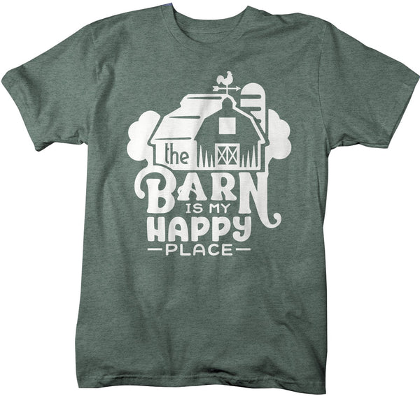 Men's Barn T Shirt Happy Place Farm Shirt Barn TShirt Hipster Farming Shirts Farmer T Shirt-Shirts By Sarah