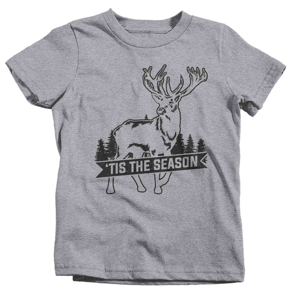 Kids Funny Hunting Shirt Tis The Season TShirt Funny Hunter Gift Deer Hunt Tee Buck TShirt Antlers Boy's Girl's Graphic Tee-Shirts By Sarah
