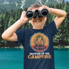 Kids Master Of Camp Fire Shirt Campfire T Shirt Bonfire Camp Illustration Family Camping Road Trip Outdoors Boy's Girl's Youth