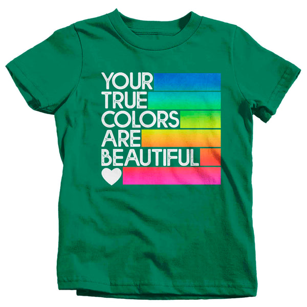 Kids LGBT T Shirt Your True Colors Beautiful Shirt Gay Pride Lesbian Pride Shirt Support Awareness Boy's Girl's Unisex Soft Tee-Shirts By Sarah