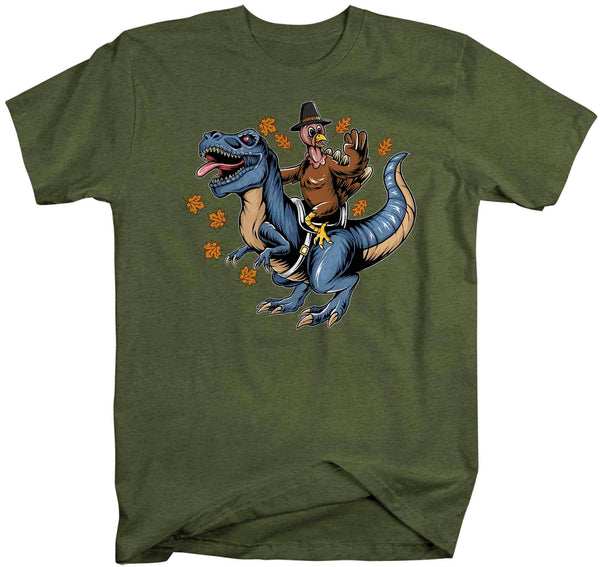 Men's Funny Thanksgiving T Shirt T Rex Turkey Shirt TRex Turkey Day T Shirt Thanksgiving Shirts Unisex Dinosaur Hipster Soft Graphic Tee-Shirts By Sarah