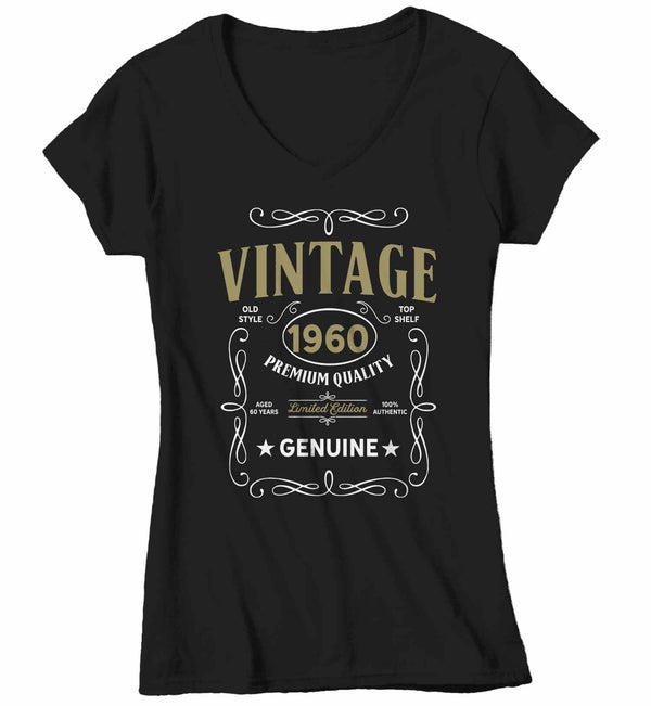 Women's V-Neck Vintage 1960 60th Birthday T-Shirt Classic Sixty Shirt Gift Idea 60th Birthday Shirts Vintage Tee Vintage Shirt-Shirts By Sarah