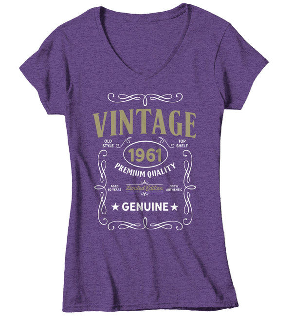 Women's V-Neck Vintage 1961 60th Birthday T-Shirt Classic Sixty Shirt Gift Idea 60th Birthday Shirts Vintage Tee Vintage Shirt Ladies-Shirts By Sarah