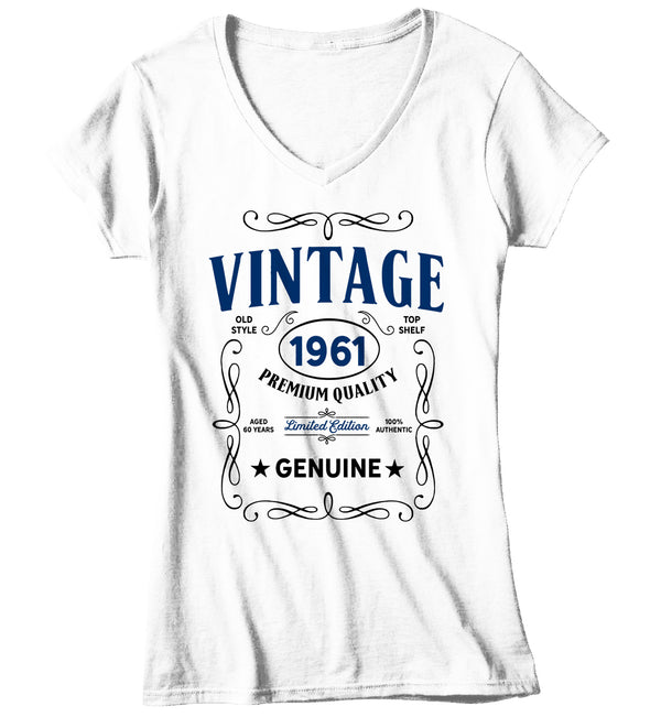 Women's V-Neck Vintage 1961 60th Birthday T-Shirt Classic Sixty Shirt Gift Idea 60th Birthday Shirts Vintage Tee Vintage Shirt Ladies-Shirts By Sarah